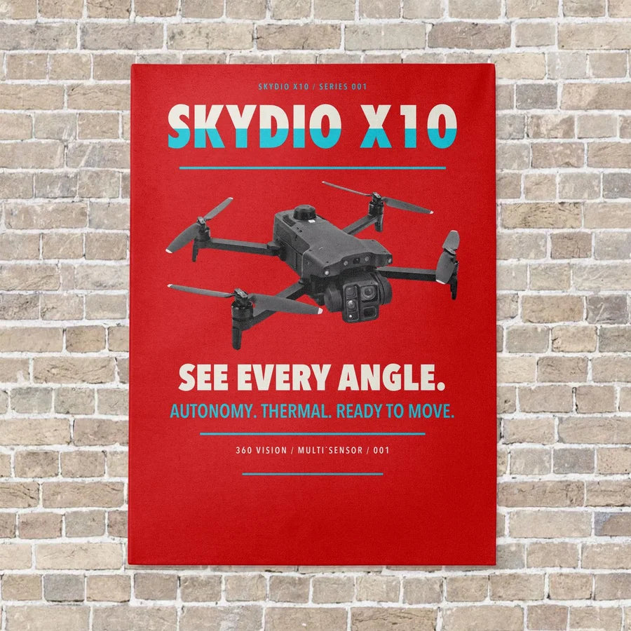 Skydio X10 vertical canvas print - no frame - red background