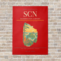 Thumbnail for Saarbrucken Airport SCN vertical canvas print - no frame - red background