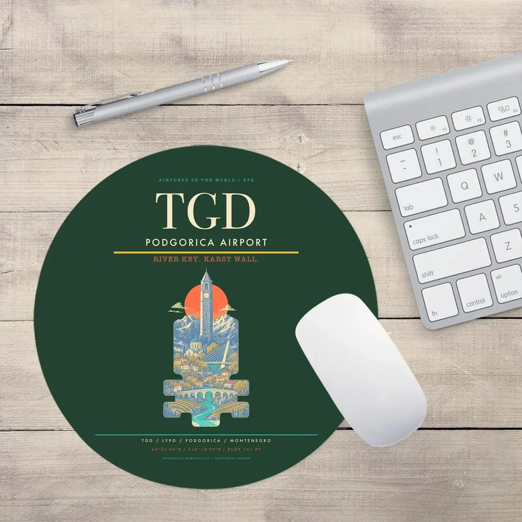 Podgorica Airport TGD Mouse-Pad Round - Dark Green