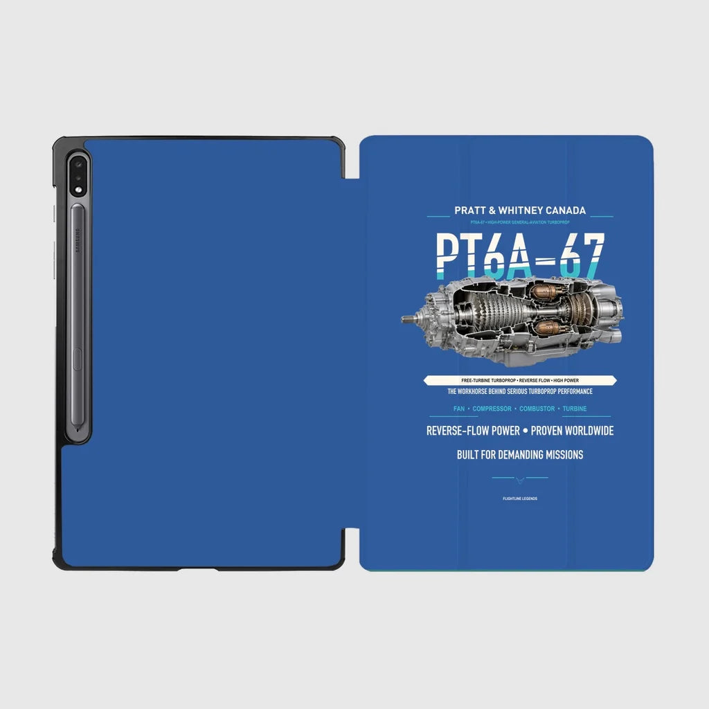 PT6A-67 design on blue samsung tablet tablet case