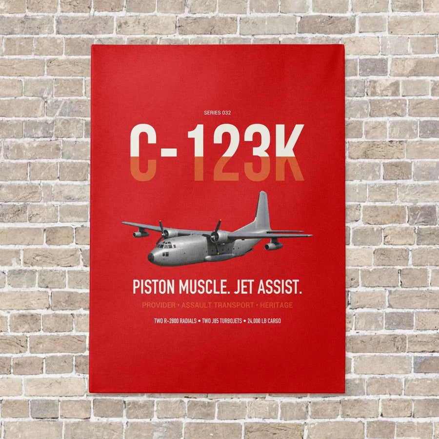 C-123K Provider vertical canvas print - no frame - red background