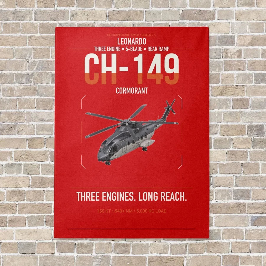 Leonardo CH-149 Cormorant vertical canvas print - no frame - red background