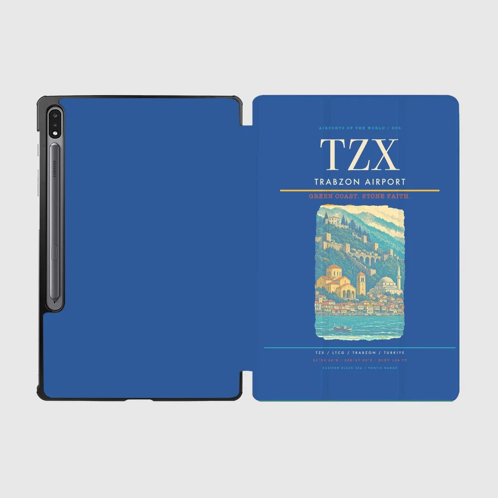 Trabzon Airport (TZX) design on blue samsung tablet tablet case