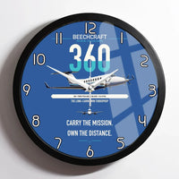 Thumbnail for Beechcraft King Air 360 design on blue framed wall clock