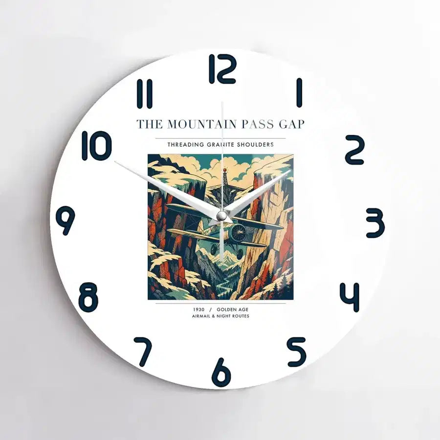 VINTAGE G4253 - The Mountain Pass Gap - Designed Wall Clocks design on white no-frame