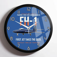 Thumbnail for FH-1 Phantom First Jet Takes the Deck design on blue framed wall clock
