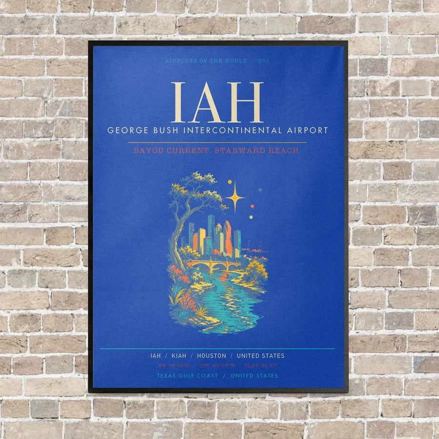 Houston George Bush Intercontinental Airport IAH - Canvas Framed - Blue