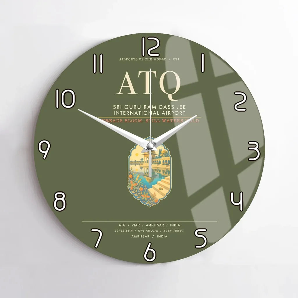 Sri Guru Ram Dass Jee International Airport Amritsar ATQ Wall-Clock No-Frame - Green Army