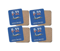 Thumbnail for B-32 Dominator design on blue 4 pieces set coaster