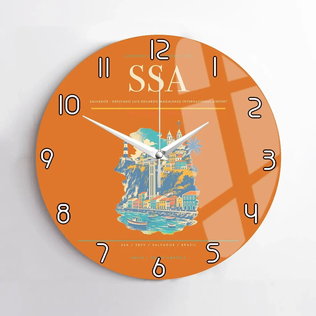 Salvador - Deputado Luis Eduardo Magalhaes International Airport SSA Wall-Clock No-Frame - Orange