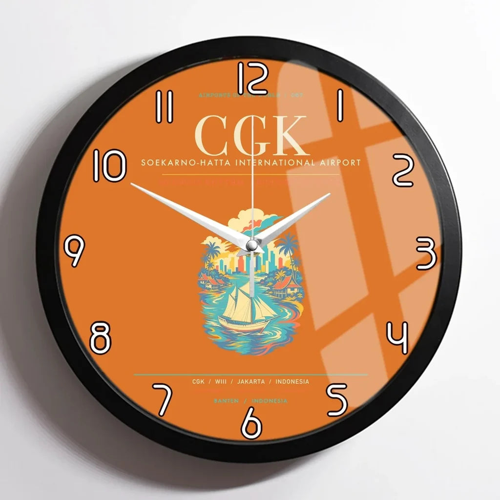 Jakarta Soekarno-Hatta International Airport CGK Wall-Clock Framed - Orange