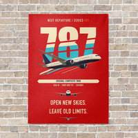 Thumbnail for Boeing 787-8 Dreamliner vertical canvas print - no frame - red background