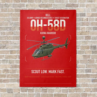 Thumbnail for Bell OH-58D Kiowa Warrior vertical canvas print - no frame - red background