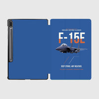 Thumbnail for F-15E Strike Eagle Deep Strike Any Weather design on blue samsung tablet tablet case