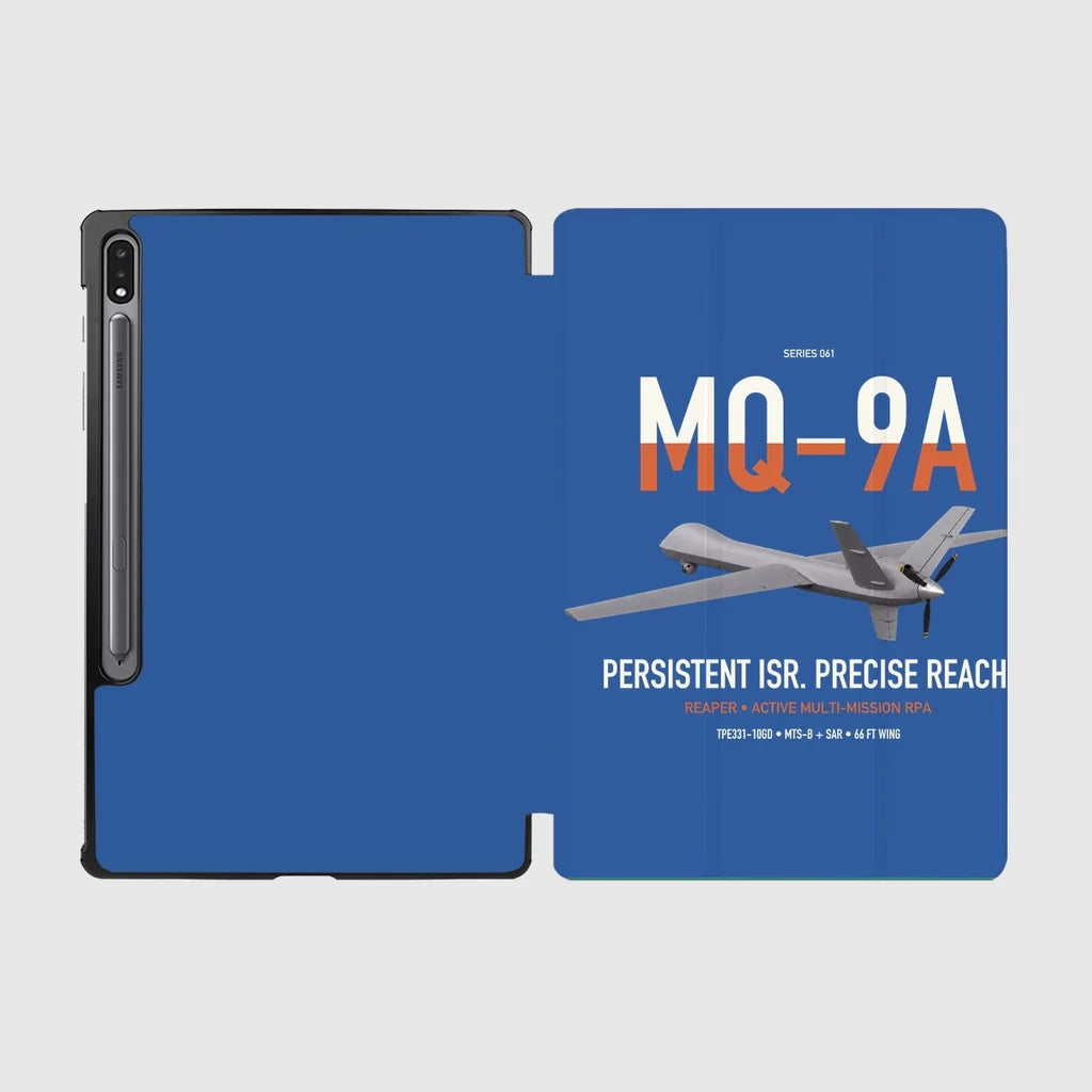 MQ-9A Reaper design on blue samsung tablet tablet case