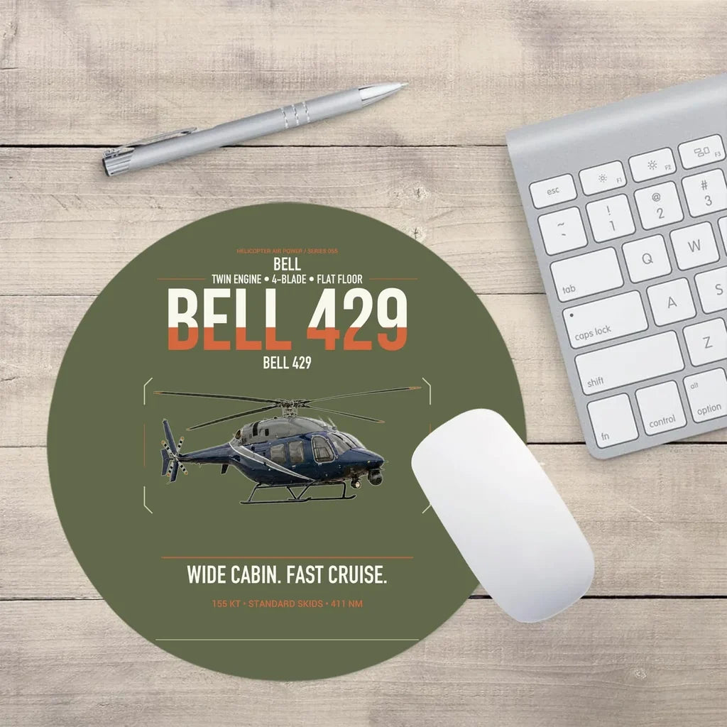 Bell 429 design on green army round mouse pad