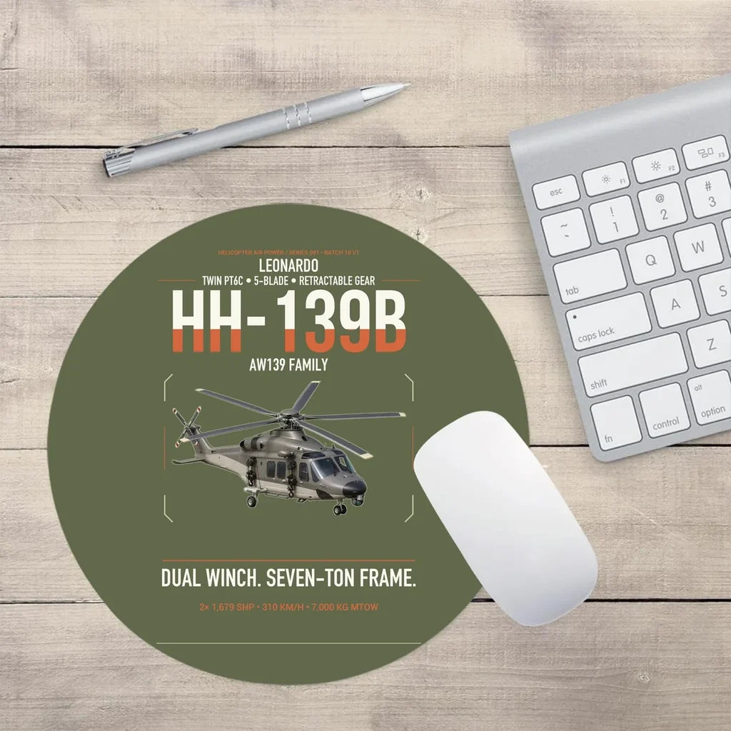 Leonardo HH-139B design on green army round mouse pad