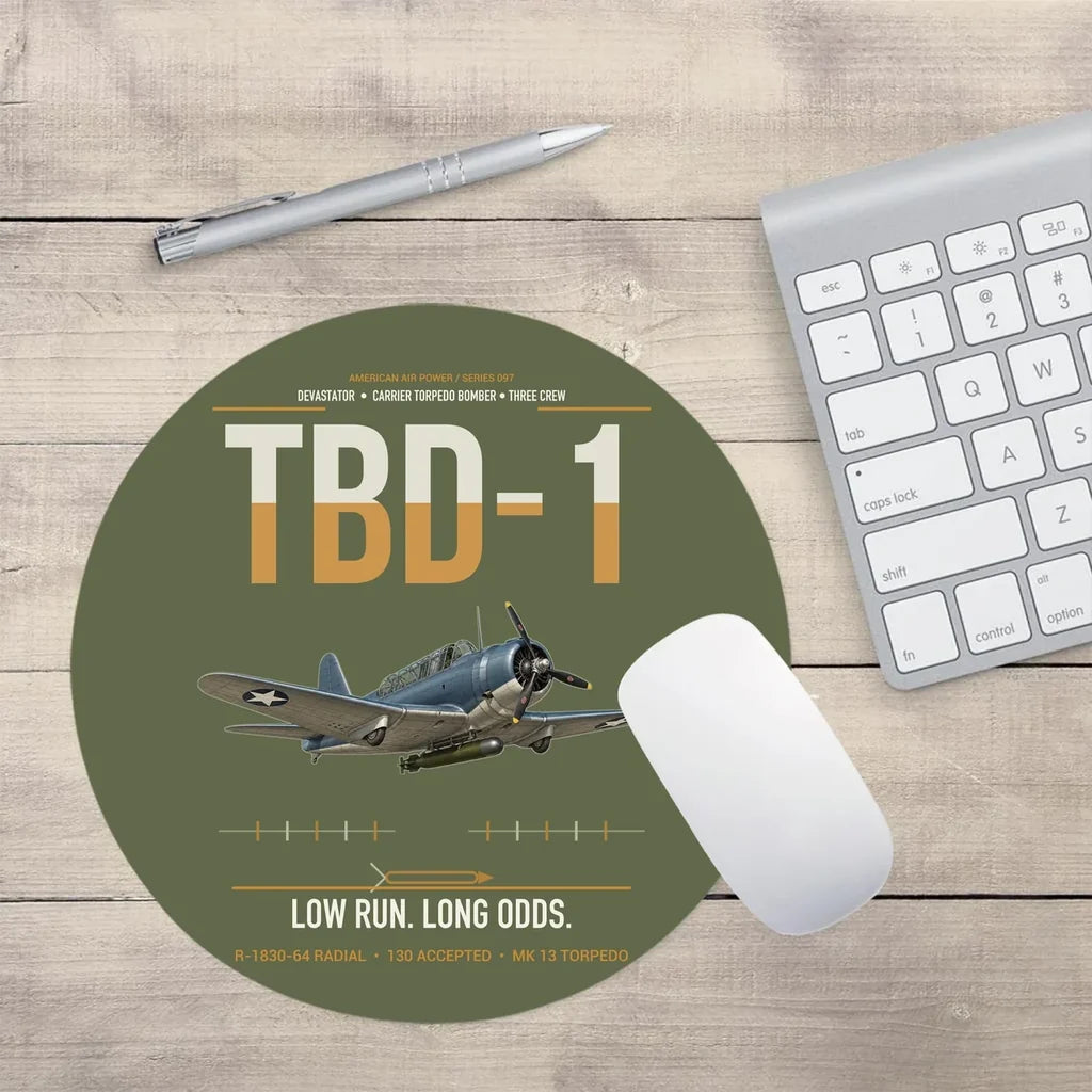 TBD-1 Devastator design on green army round mouse pad