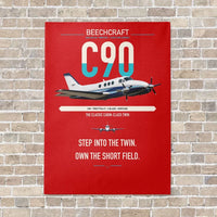 Thumbnail for Beechcraft King Air C90 vertical canvas print - no frame - red background