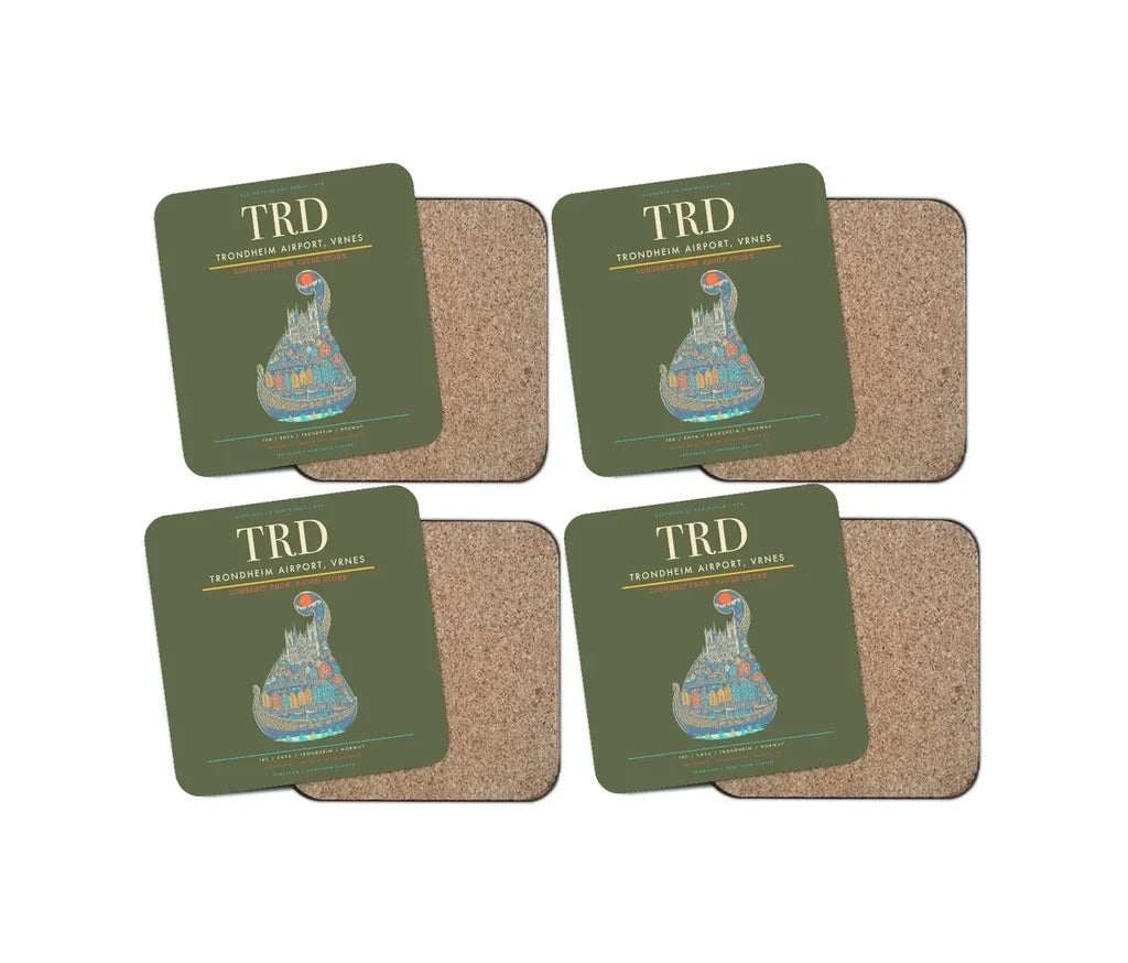 Trondheim Airport Vrnes TRD Coaster 4-Pieces-Set - Green Army