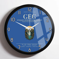 Thumbnail for Spokane International Airport (GEG) design on blue framed wall clock