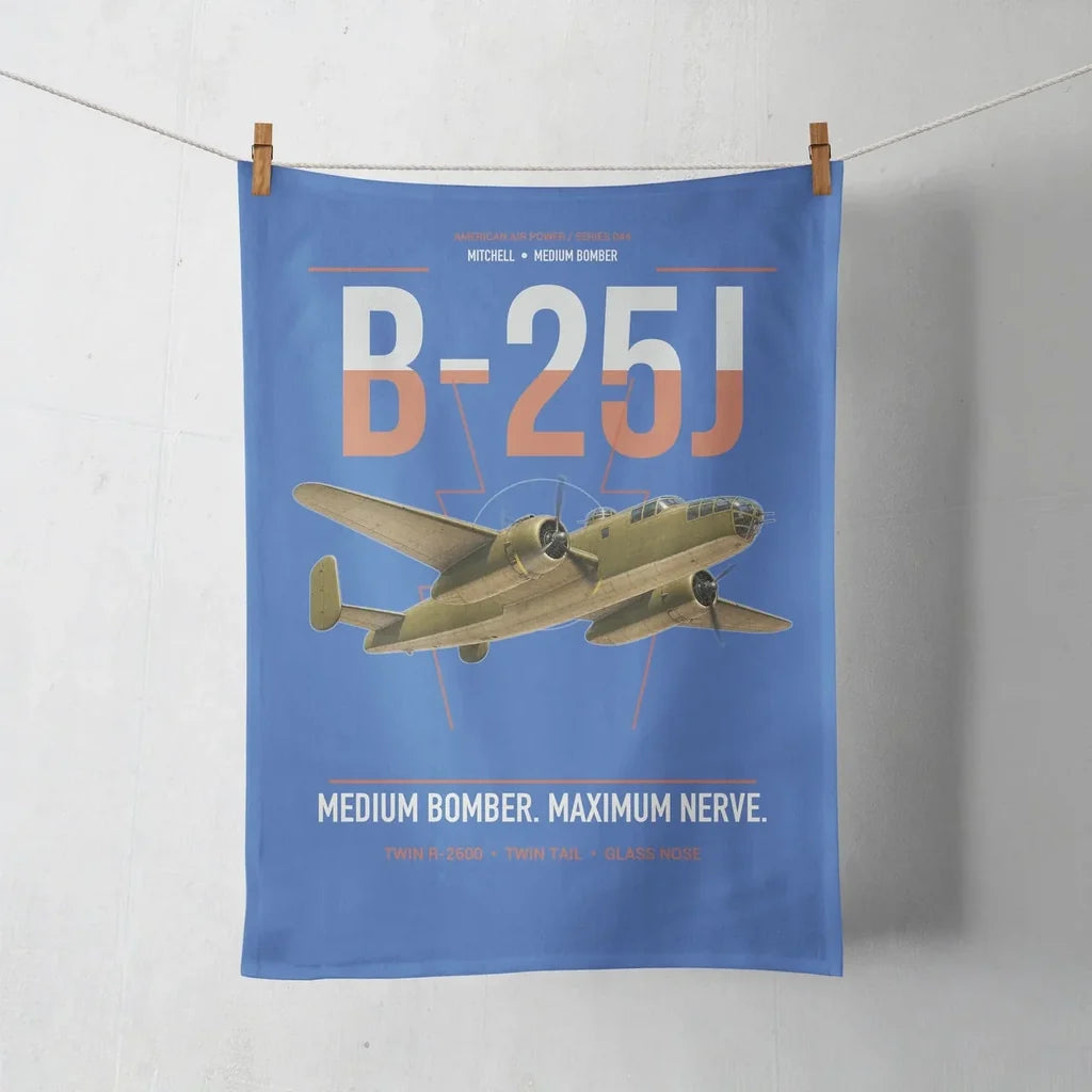 B-25J Mitchell design on blue towel