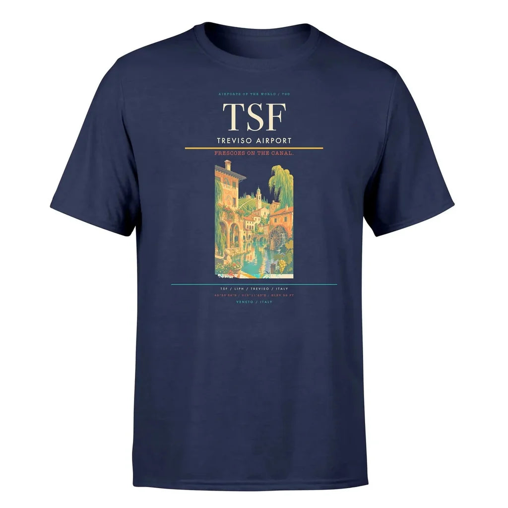 Treviso Airport (TSF) T-Shirt single-side front print in Navy Blue | treviso-airport-tsf-double-side-t-shirt