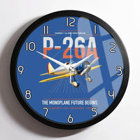 Thumbnail for Boeing P-26A Peashooter design on blue framed wall clock
