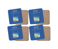 Thumbnail for Hercilio Luz International Airport (FLN) design on blue 4 pieces set coaster