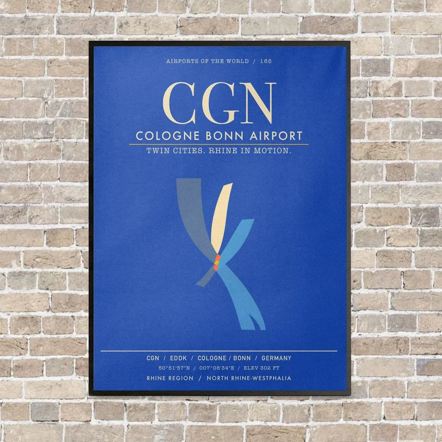 Cologne Bonn Airport CGN - Canvas Framed - Blue