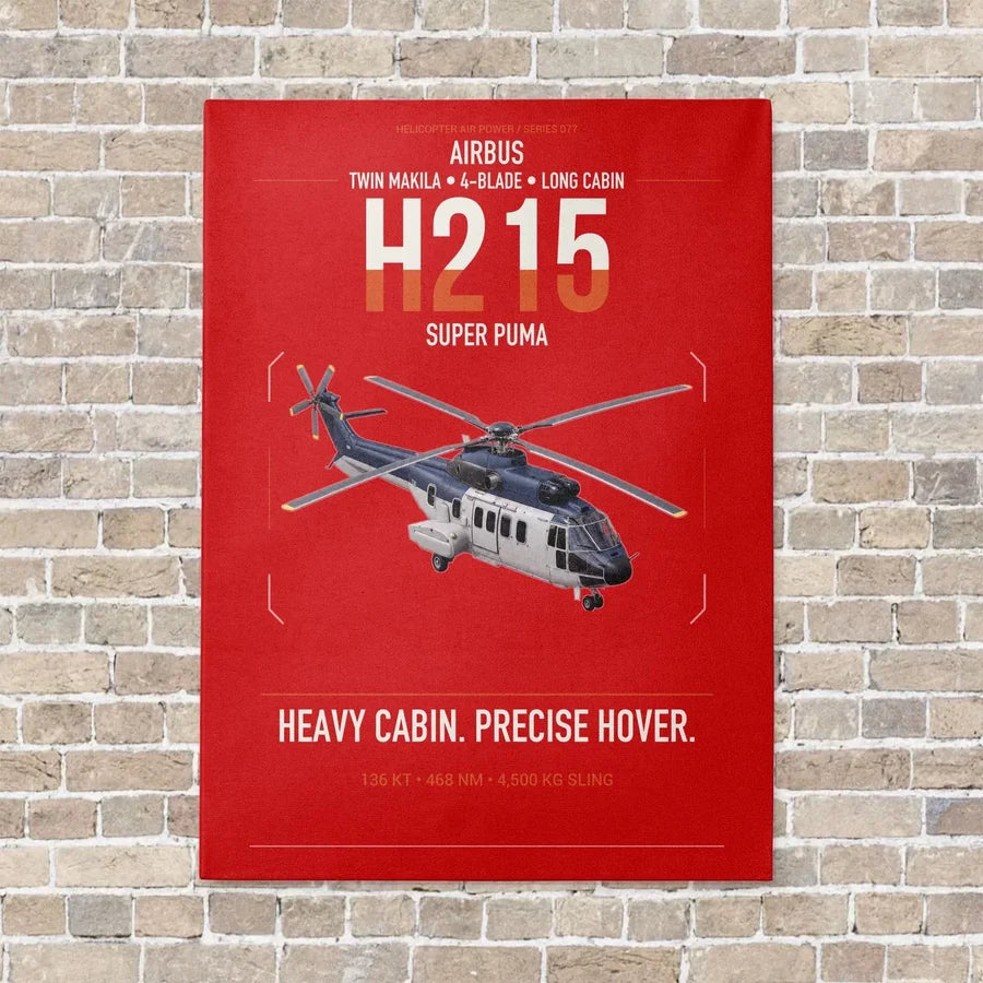 Airbus H215 vertical canvas print - no frame - red background