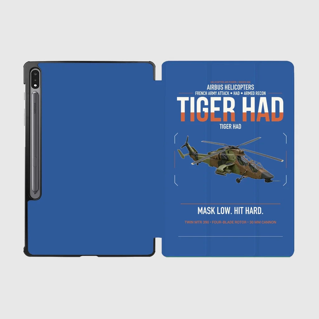 Airbus Helicopters Tiger HAD design on blue samsung tablet tablet case