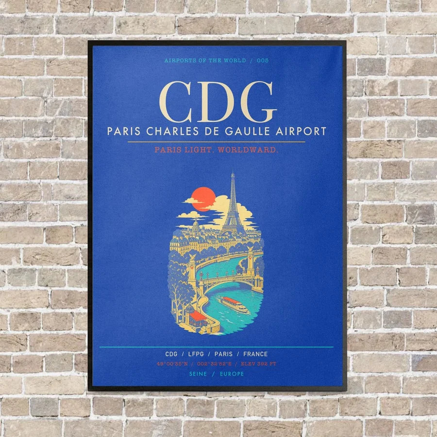 Paris Charles de Gaulle Airport CDG - Canvas Framed - Blue