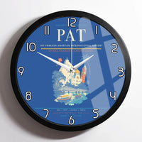 Thumbnail for Jay Prakash Narayan International Airport (PAT) design on blue framed wall clock