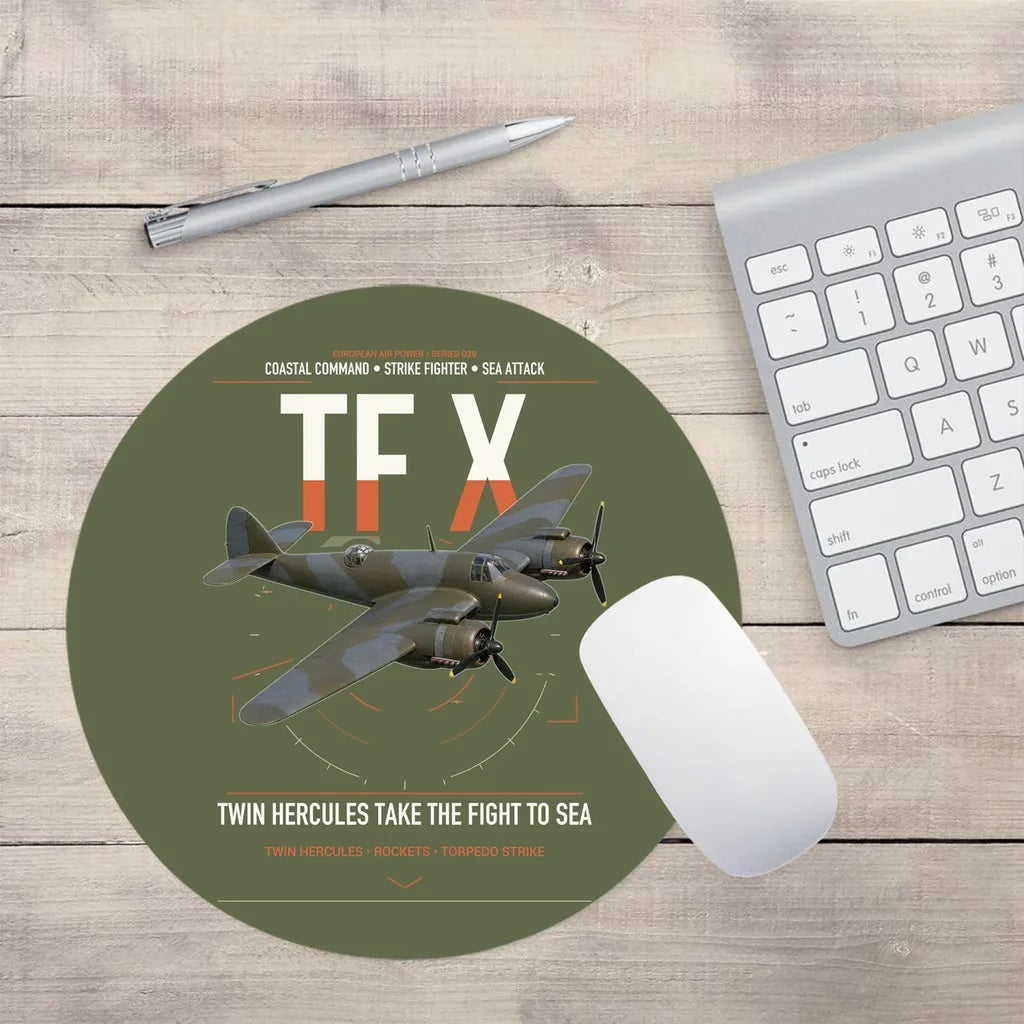 Bristol Beaufighter TF X design on green army round mouse pad