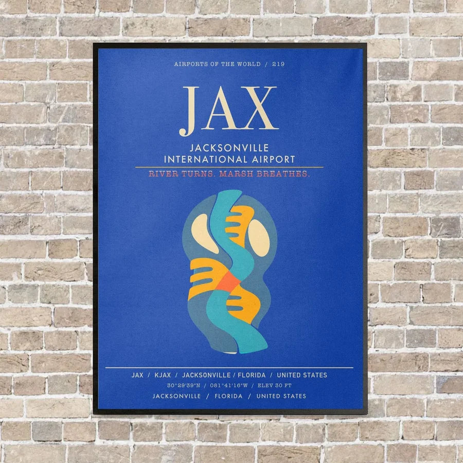 Jacksonville International Airport JAX - Canvas Framed - Blue