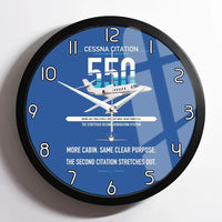 Thumbnail for Cessna Citation 550 - Citation II design on blue framed wall clock