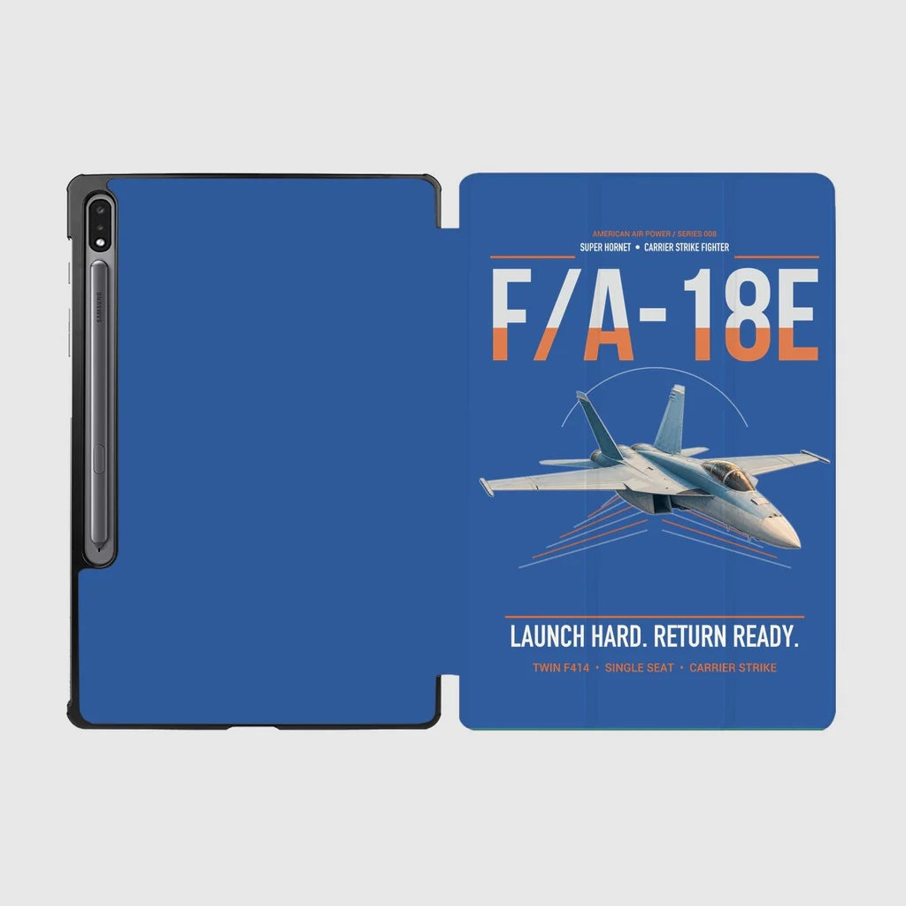 F-A-18E Super Hornet design on blue samsung tablet tablet case