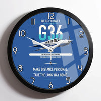 Thumbnail for Beechcraft Bonanza G36 design on blue framed wall clock