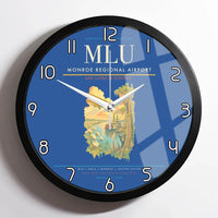 Thumbnail for Monroe Regional Airport (MLU) design on blue framed wall clock
