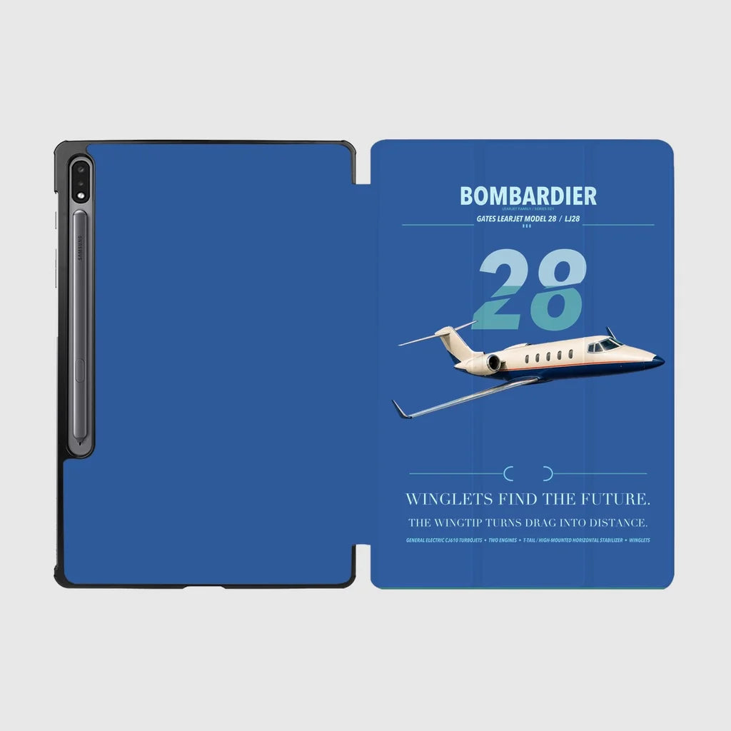 Bombardier Learjet 28 design on blue samsung tablet tablet case