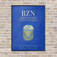 Thumbnail for Bozeman Yellowstone International Airport BZN - Canvas Framed - Blue