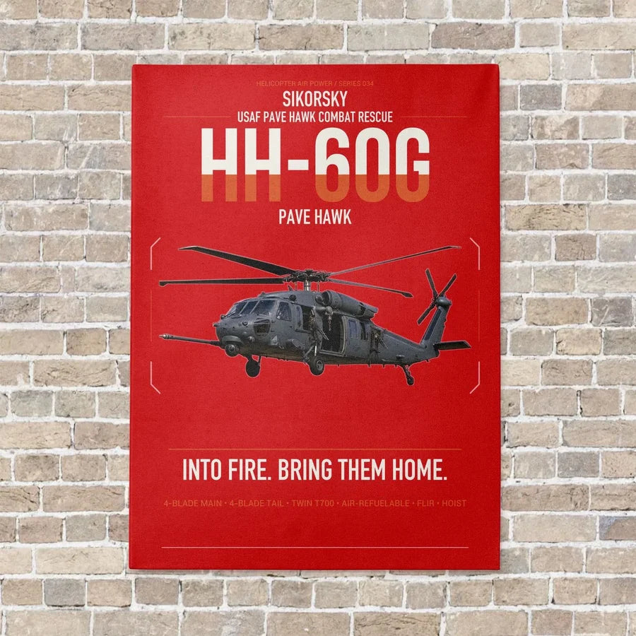 Sikorsky HH-60G Pave Hawk vertical canvas print - no frame - red background