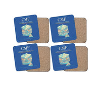 Thumbnail for Chambéry-Savoie Airport (CMF) design on blue 4 pieces set coaster