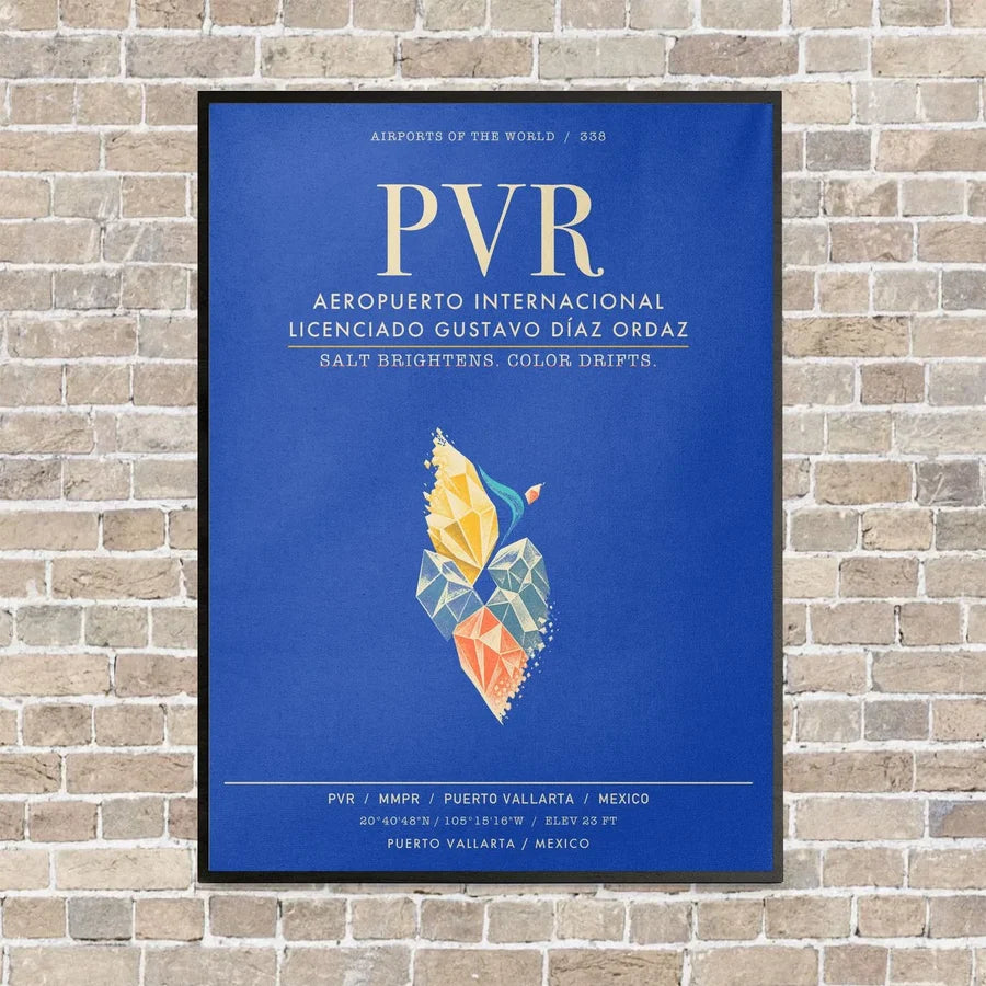 Aeropuerto Internacional Licenciado Gustavo Diaz Ordaz PVR - Canvas Framed - Blue
