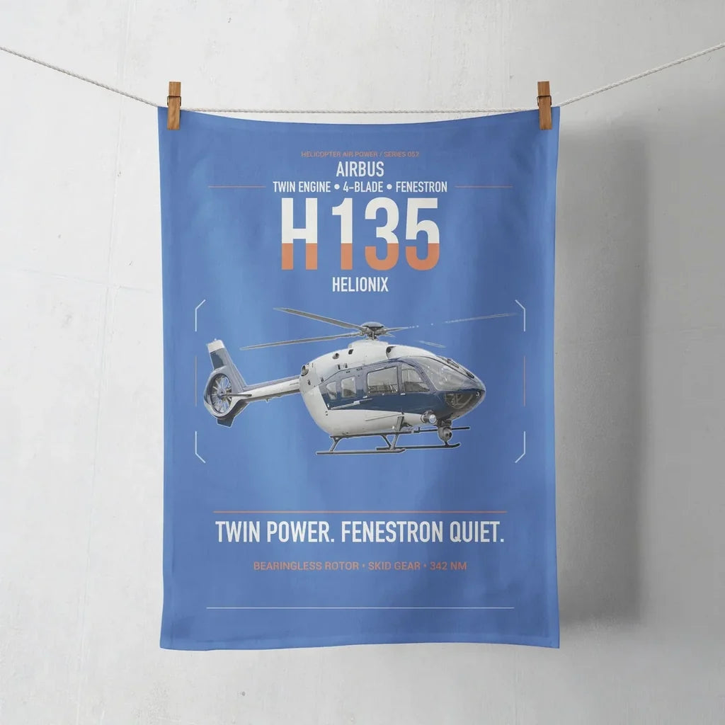 Airbus H135 design on blue towel