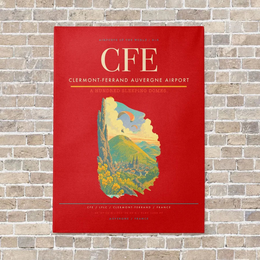 Clermont-Ferrand Auvergne Airport CFE - Canvas No Frame - Red