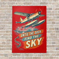 Thumbnail for Untie The Dock Find The Sky vertical canvas print - no frame - red background