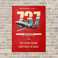 Thumbnail for Boeing 737-300 Classic vertical canvas print - no frame - red background