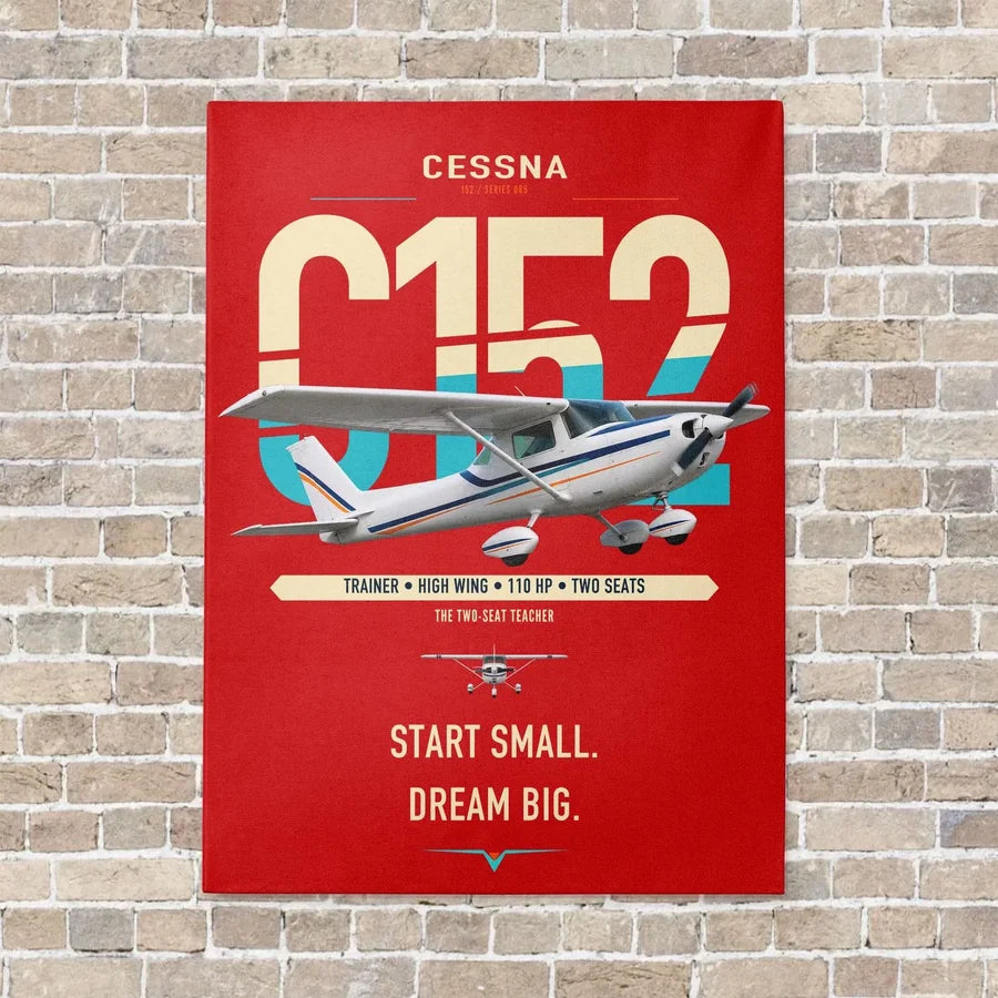 Cessna 152 vertical canvas print - no frame - red background